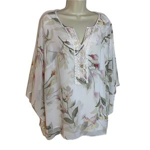 Belle by Kim Gravel Women’s Romantic Floral Blouse size 1X